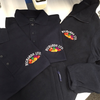 Polos shirts and fleece jacket with embroidered business logo