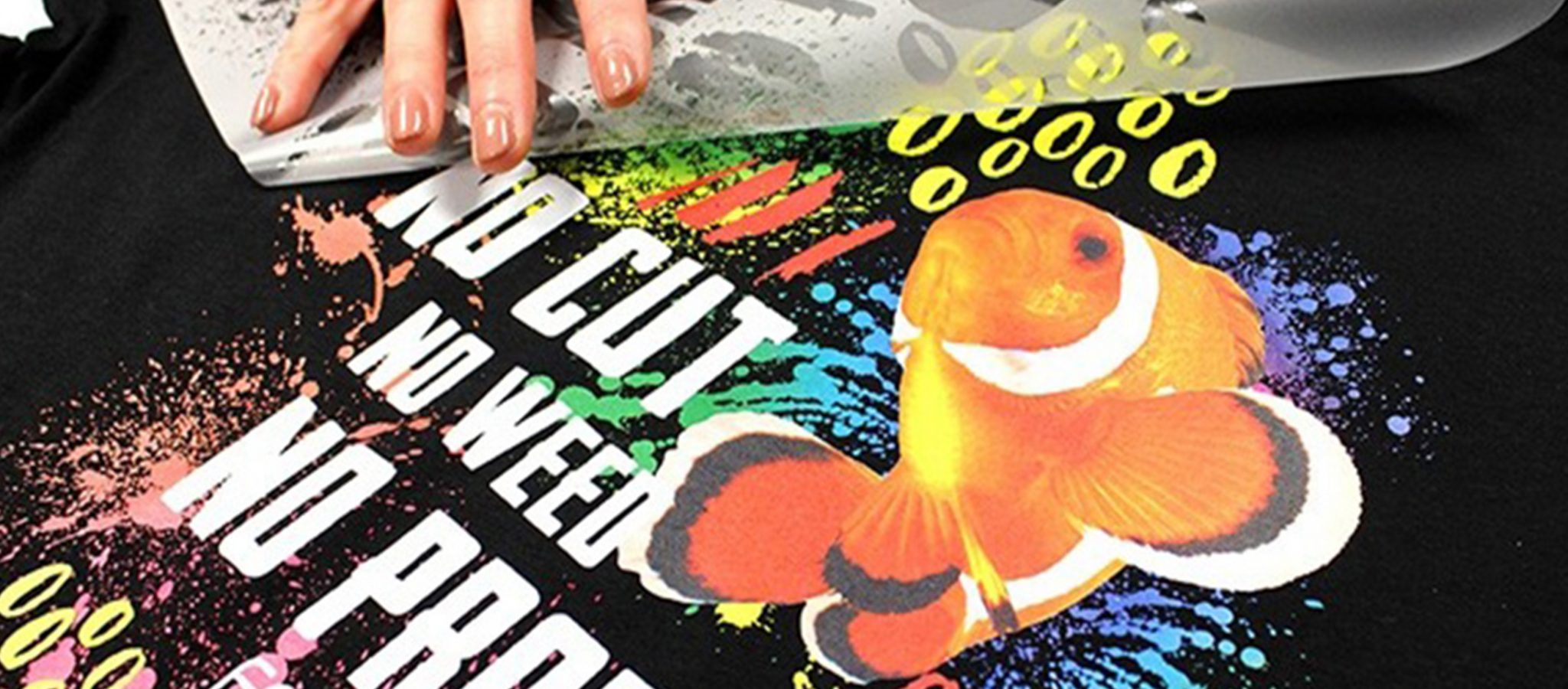 Showing the process of transfer printing onto a t-shirt